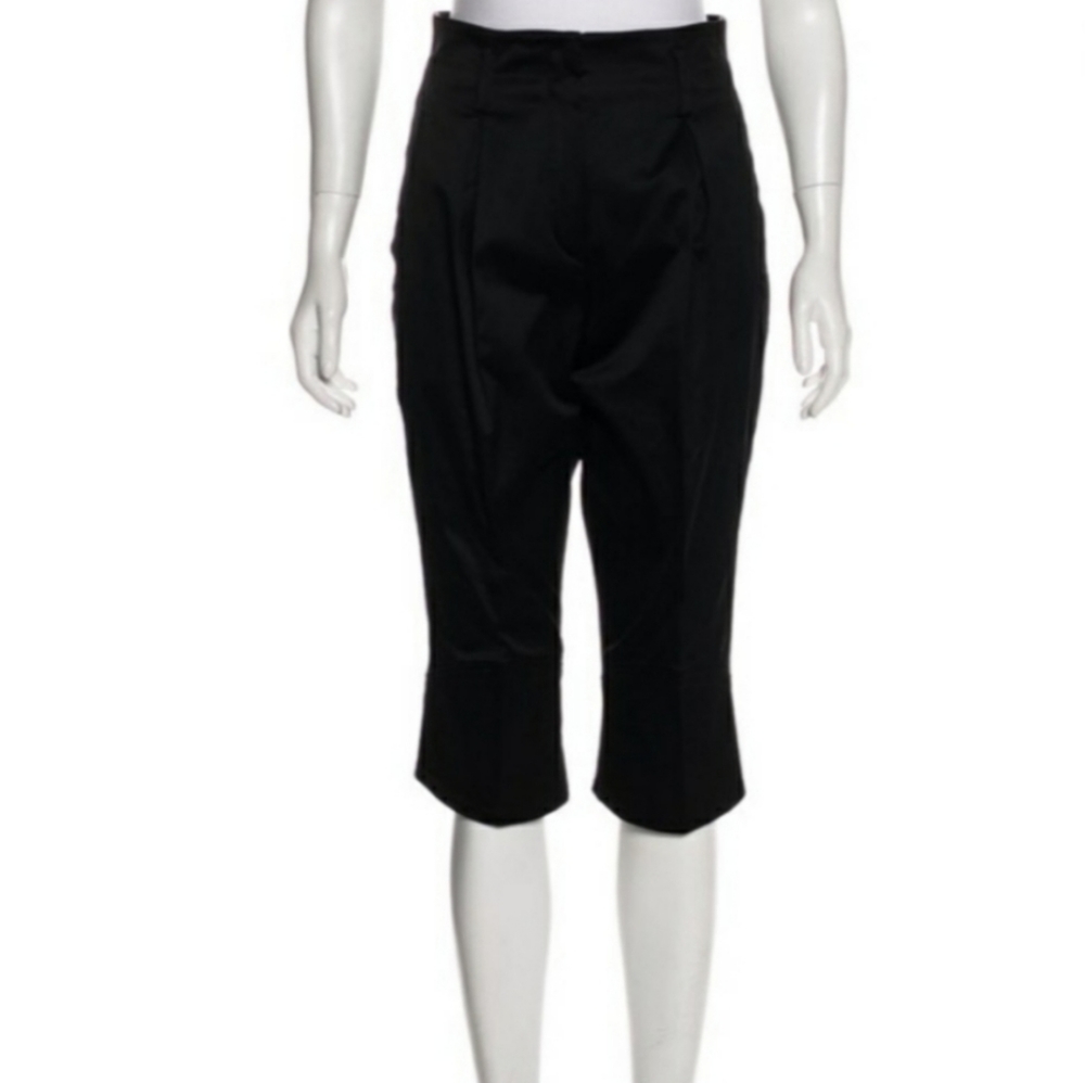 VERSACE black satin high rise cropped pants